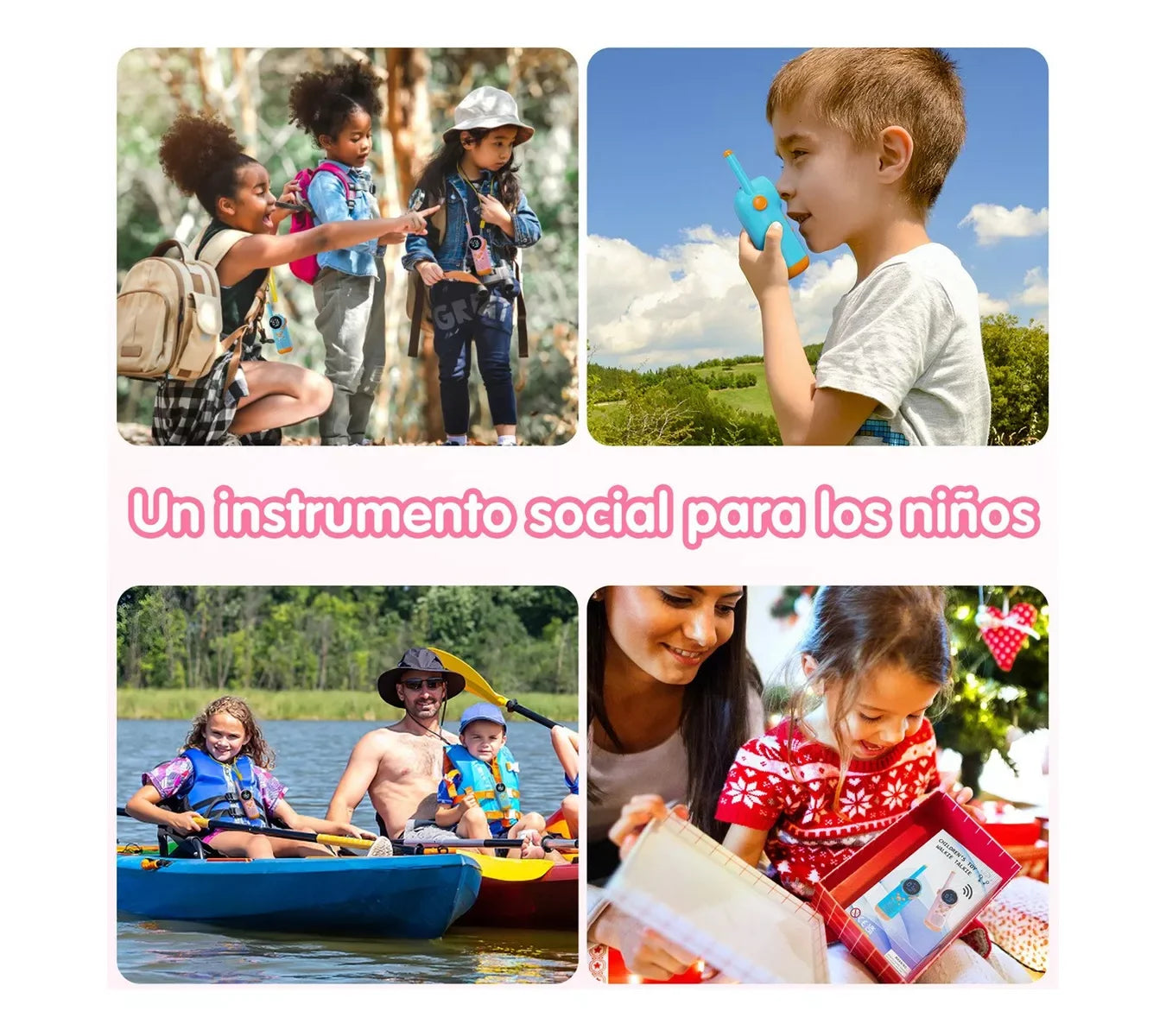 2 Radios Walkie Talkie Lab.G Para Niños, Recargable+pantalla Lcd Azul y Rosa