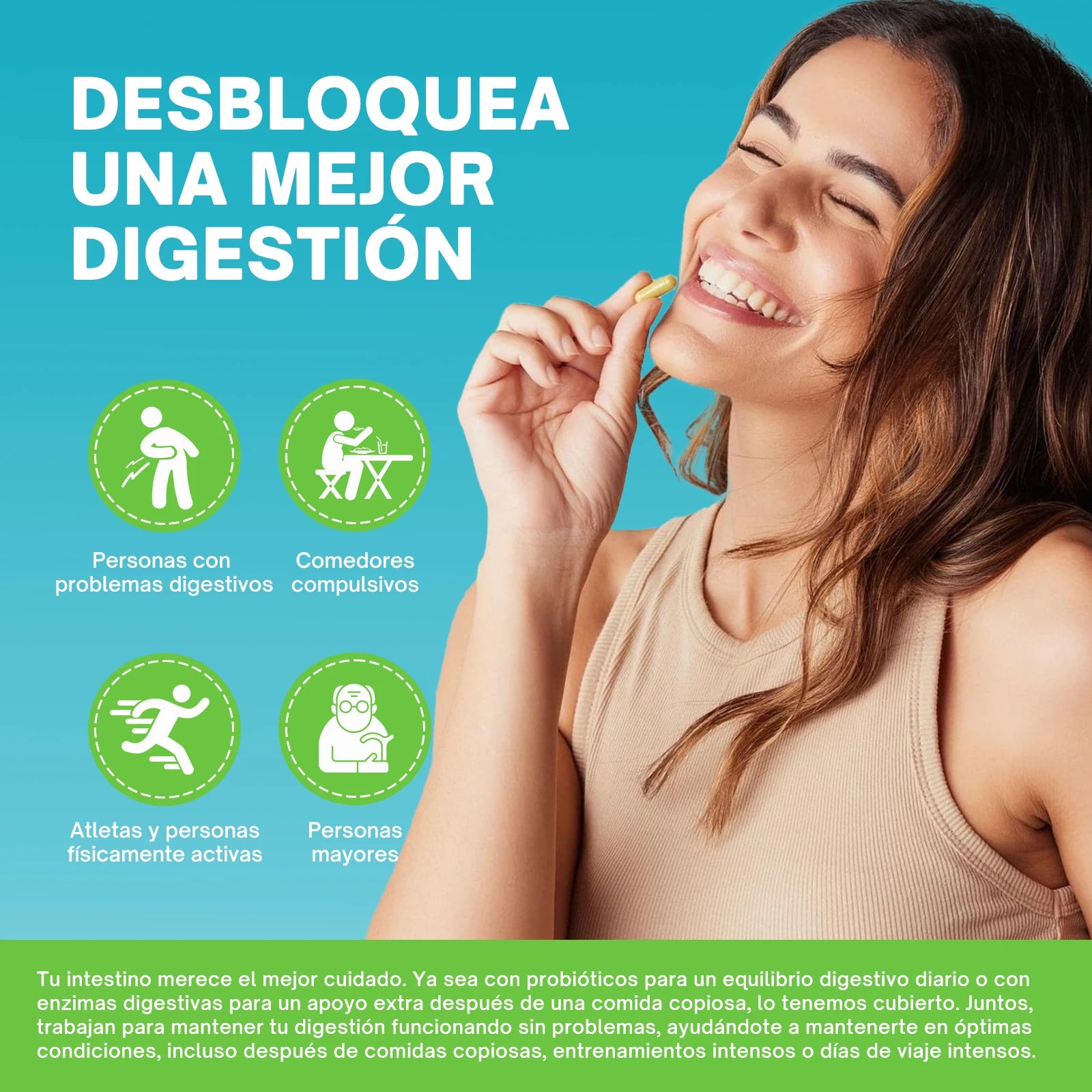 Windboss Fórmula Digestiva con Probióticos y Enzimas Naturales | Soporte Diario para el Bienestar Intestinal | Pack de 2 Frascos de 60 Cápsulas | Mezcla Prebiótica y Enzimas de Amplio Espectro
