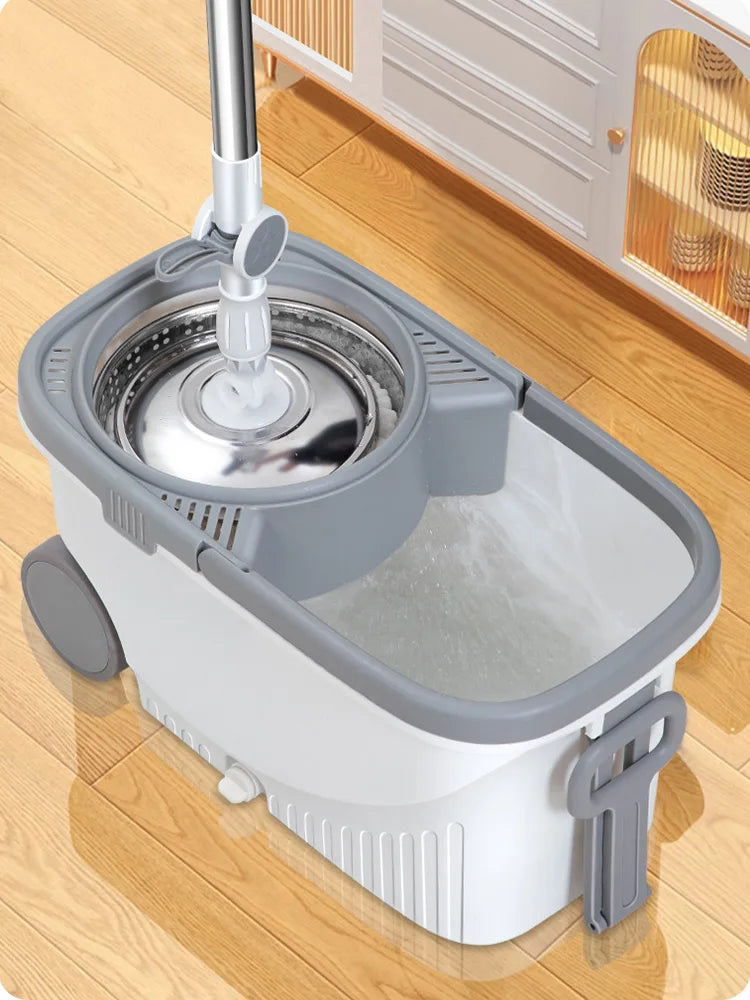 Trapeador mágico 360° spin mop: Limpieza profunda sin esfuerzo.