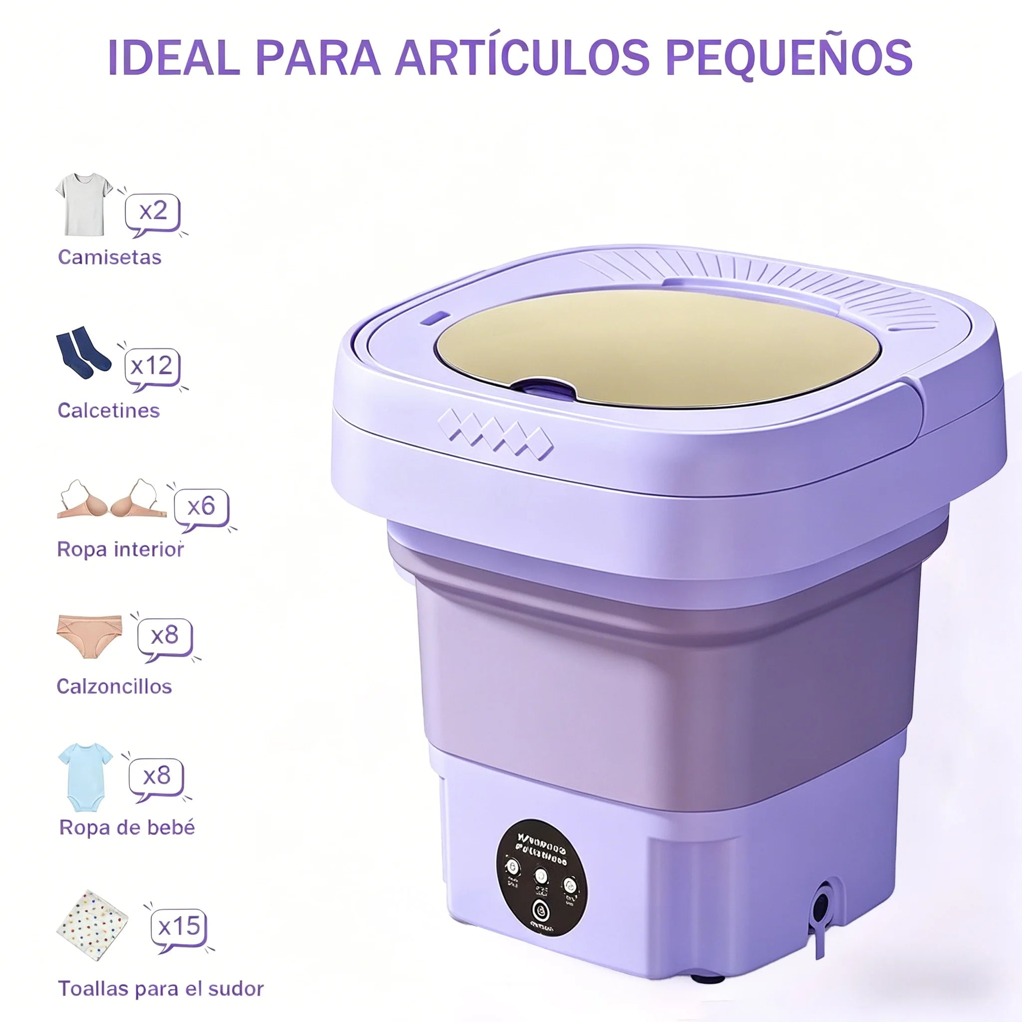 Lavadora Portátil Plegable de 7L con Función de Secado y Cesta de Drenaje, 3 Modos de Lavado Vibratorio, Diseño Compacto, Limpieza Profunda para Ropa de Bebé y Interior, Ideal para RV, Camping y Viajes