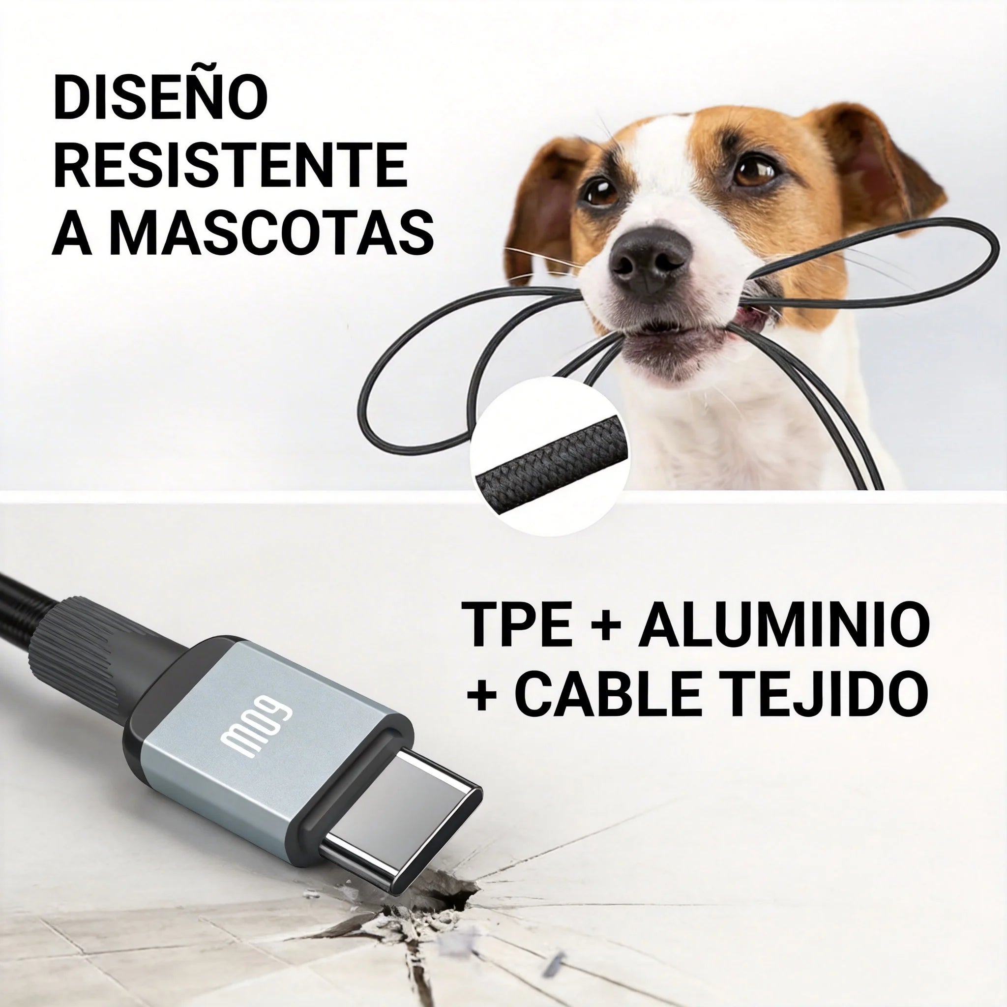 60W Cable USB C 1M Carga Rápida Trenzado – Compatible con iPhone 16/15, Galaxy S24/S23, Pixel, MacBook Air/Pro, iPad Pro, CarPlay, Android Auto (Blanco/Nergo)