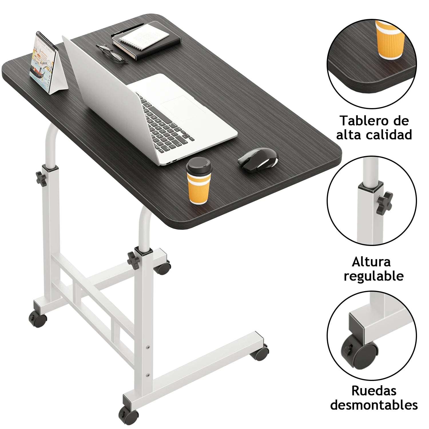 Mesas Laterales Con Ruedas Soportes Para Laptops Con Ruedas Y De Altura Ajustable,60x40x90cm Mesas De Reunión,mesas Laterales,ajustable Escritorio Mesas Para Jardin Altura Ajustable Mesa Laterales Escritorio