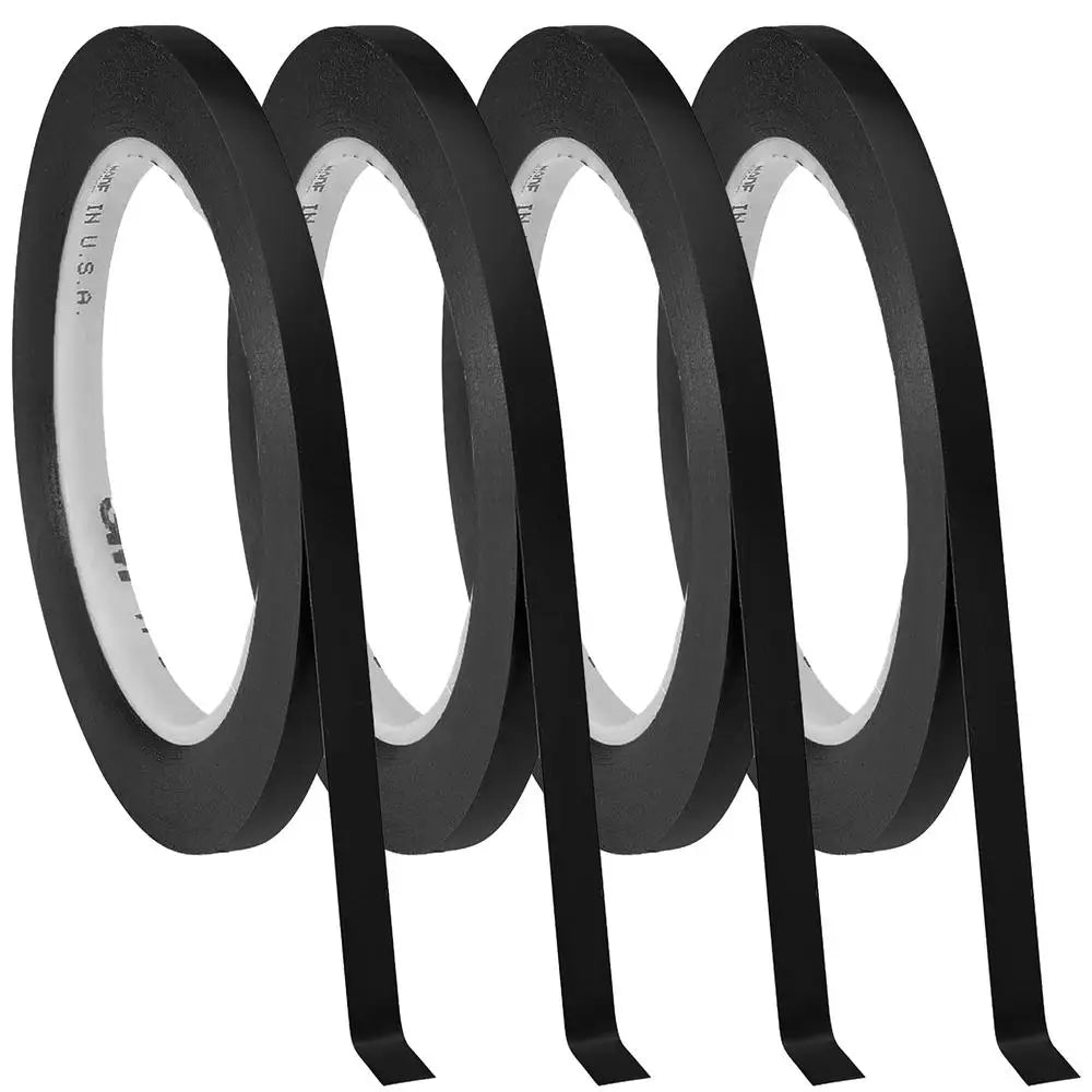 Cinta negra vinil 3mm precisa, MXVTK, Negro, Rollo 66m, 3mm Grosor, Vinil.