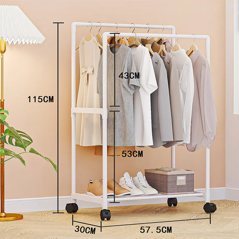 Rack Perchero Acero Closet Organizador Doble Movil Llantas