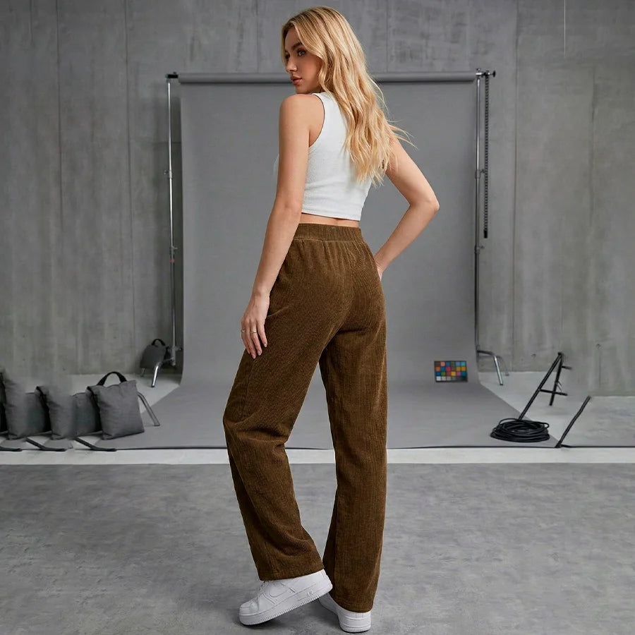 Pantalón Wide Leg de Pana para Dama - Estilo Urbano, Confort y Textura Premium