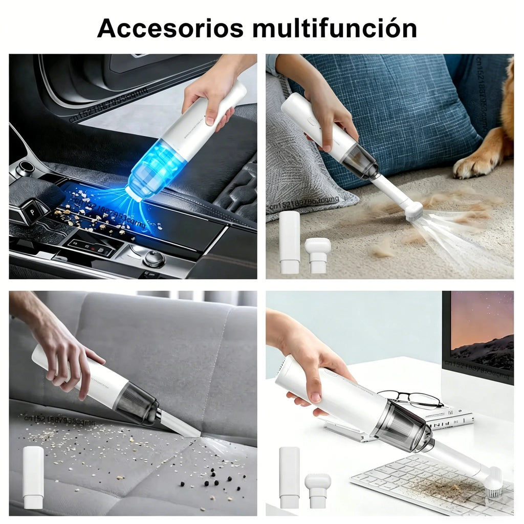 Aspiradora de Mano Inalámbrica Potente 6000Pa, Mini Aspiradora Portátil Recargable USB para Coche y Hogar, Aspirador Automático Ligero de Alta Potencia para Polvo y Escombros.