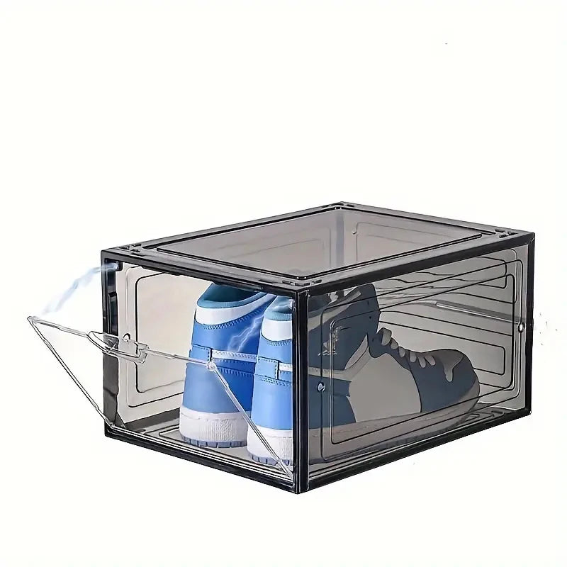 Caja de almacenamiento de zapatos transparente apilable de 1 pieza - Bolsa de almacenamiento de caja de zapatos de acrílico con caída frontal, caja de zapatos gruesa y resistente para guardar zapatos, bolsos, sombreros