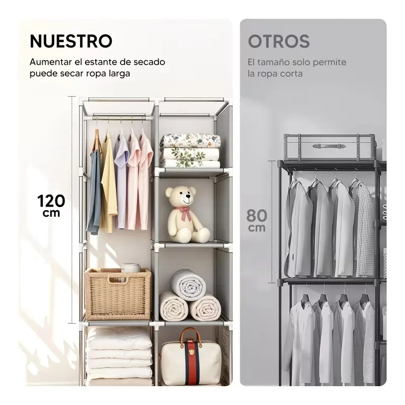 Armario independiente moderno de almacenamiento, armario portátil para guardar ropa con facilidad, diseño que ahorra espacio en el dormitorio y cuenta con función antipolvo.