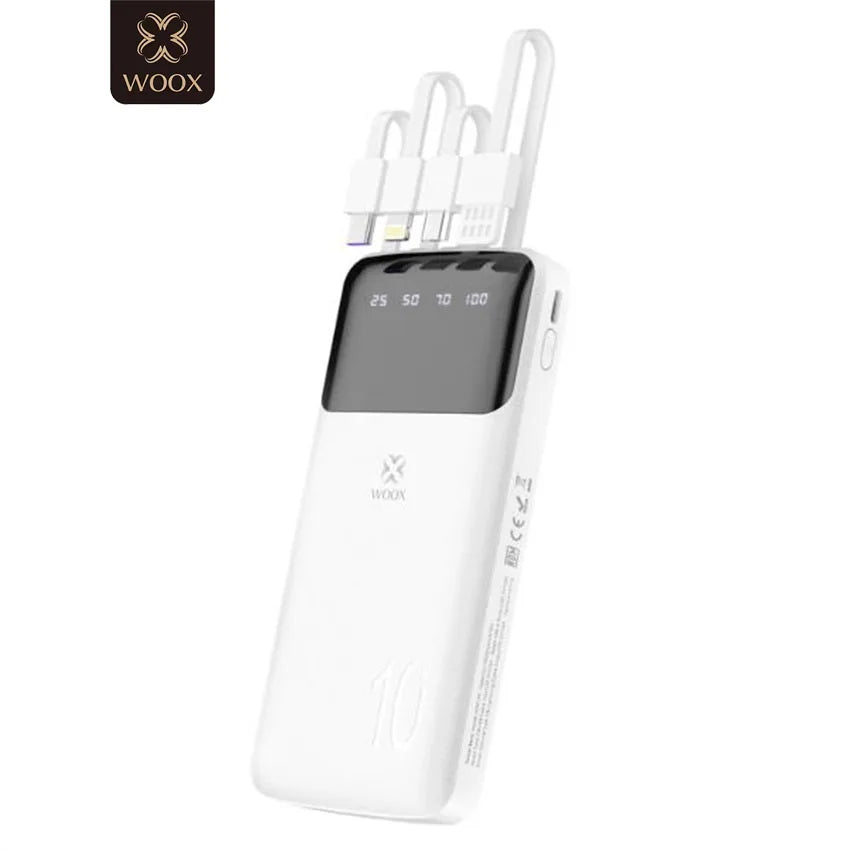 Batería Externa Portátil de 10000mAh con Cable USB-A/Micro/Tipo C/IP con Pantalla de 4 Pulgadas para iPhone 16 y Android