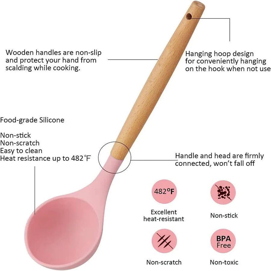 12 piezas Conjunto de utensilios de cocina de silicona,Juego de utensilios de cocina de silicona, juego de gadgets de cocina, 12 piezas raspador de vajilla antiadherente, alicates, pala, cepillo, pala de pasta, adecuad