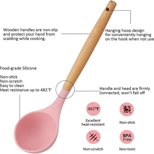 12 piezas Conjunto de utensilios de cocina de silicona,Juego de utensilios de cocina de silicona, juego de gadgets de cocina, 12 piezas raspador de vajilla antiadherente, alicates, pala, cepillo, pala de pasta, adecuad