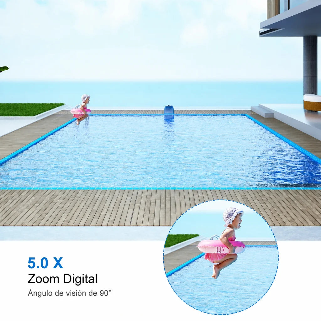 Security Indoor , 2MP, 2K, Cámara de Seguridad Interior, Cámara IP Domo 360°, Visión Nocturna, Monitor para Bebé y Mascotas, Wi‑Fi, Control por App, Compatible con Alexa, Google Assistant