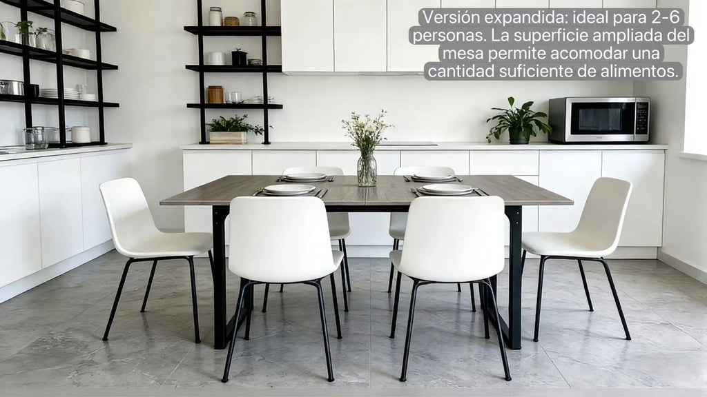 Mesa Comedor Rectangular Extensible para 4-6 Personas, Tapa Madera Negra con Revestimiento Polvo Negro en Patas Metal, Mesa Comedor Grande con Hoja Extensible Separada Mesa de Escritorio con Superficie Plegable