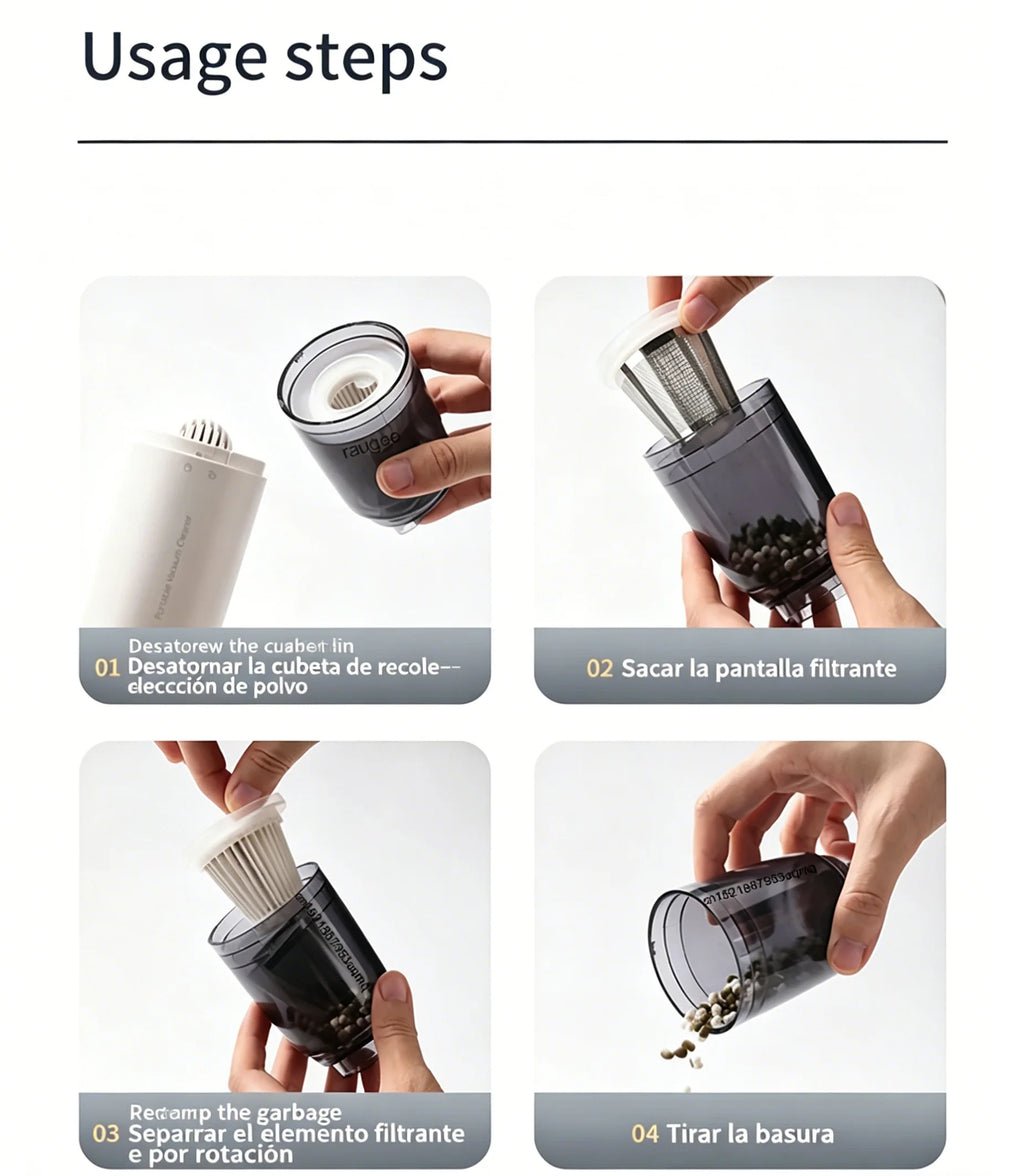Aspiradora de Mano Inalámbrica Potente 6000Pa, Mini Aspiradora Portátil Recargable USB para Coche y Hogar, Aspirador Automático Ligero de Alta Potencia para Polvo y Escombros.