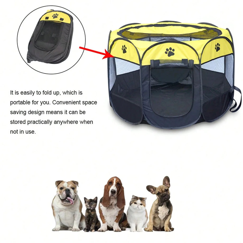 Plegable Duradero Y Portátil Lona De Oxford Valla De La Sala De Partos Para Mascotas Nido De Gato De Jaula De Perro Octogonal