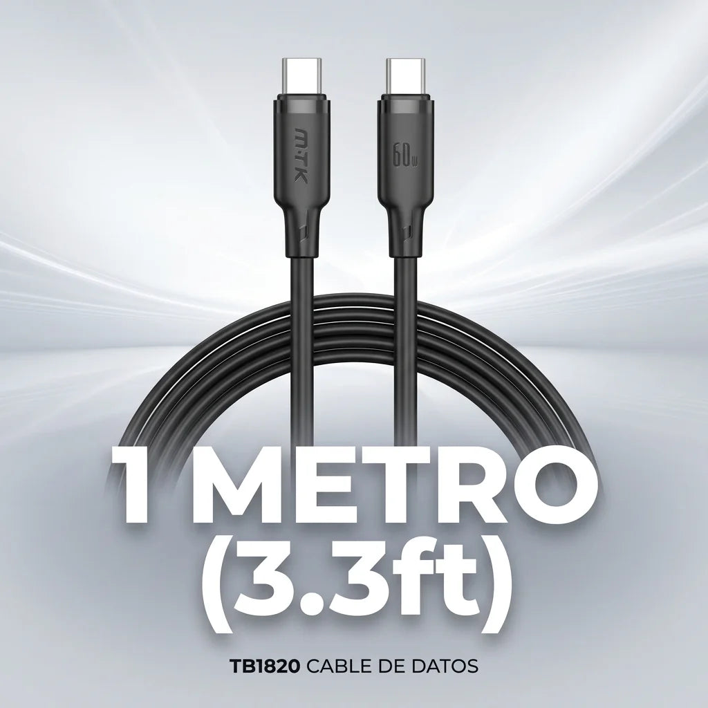 60W Cable USB C 1M Carga Rápida Trenzado – Compatible con iPhone 16/15, Galaxy S24/S23, Pixel, MacBook Air/Pro, iPad Pro, CarPlay, Android Auto (Blanco/Nergo)