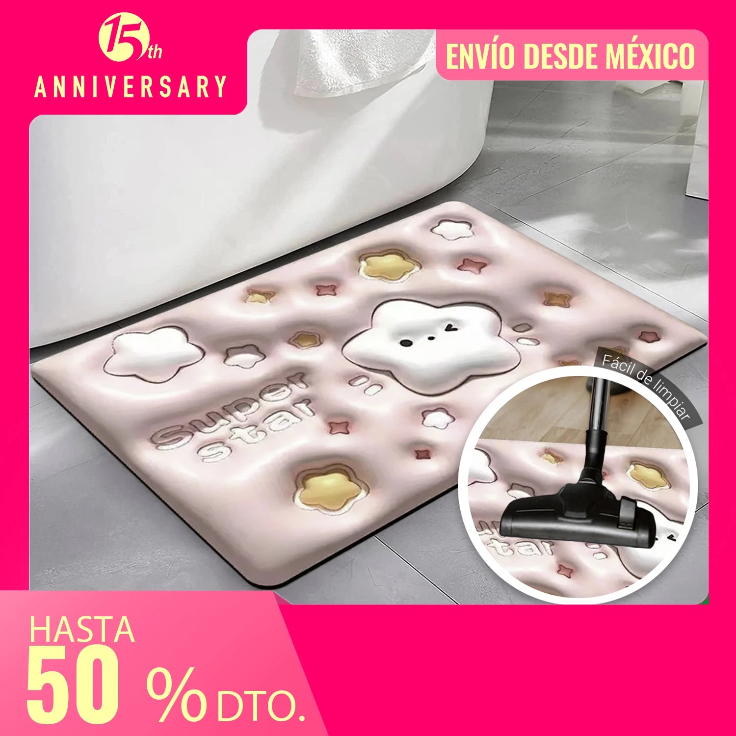 Tapete Baño Shendy Vendy  Suave Alfombra Baño Absorbente Antiderrapante Varios Modelos