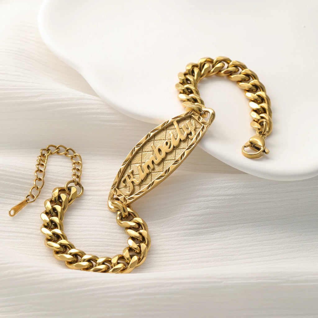 Zciti Pulsera con nombre personalizado 3d, joyería de acero inoxidable chapada en oro de 18 quilates, regalo de vacaciones para sus seres queridos