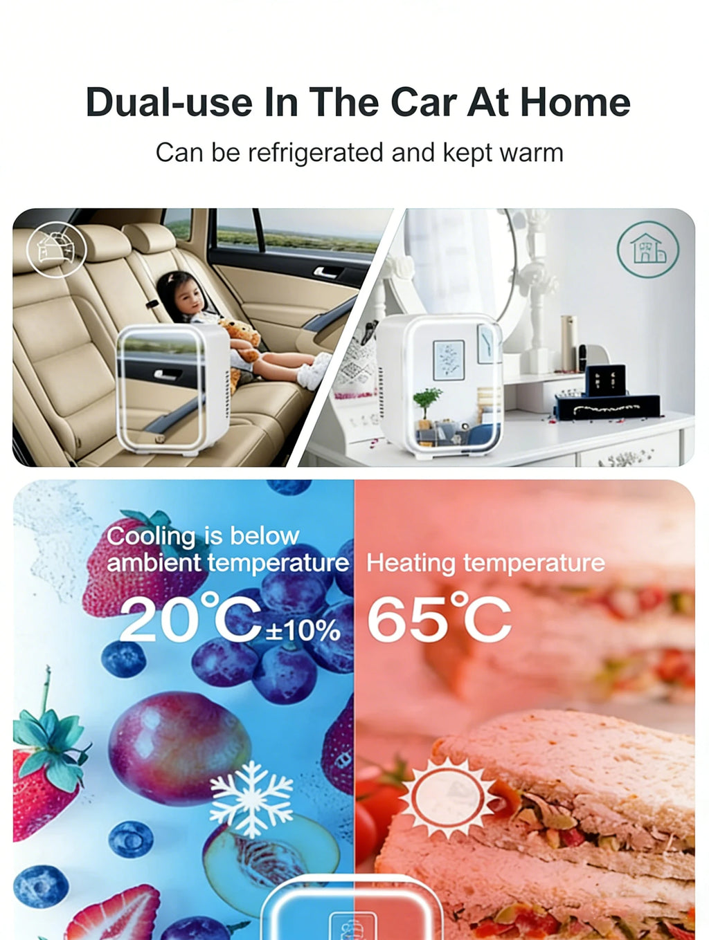 Mini Refrigerador Portátil para Cuidado de la Piel con Espejo y Luz LED Regulable, Nevera Compacta para Cosméticos, Bebidas y Leche Materna, Ideal para Hogar, Oficina, Viajes y Camping.