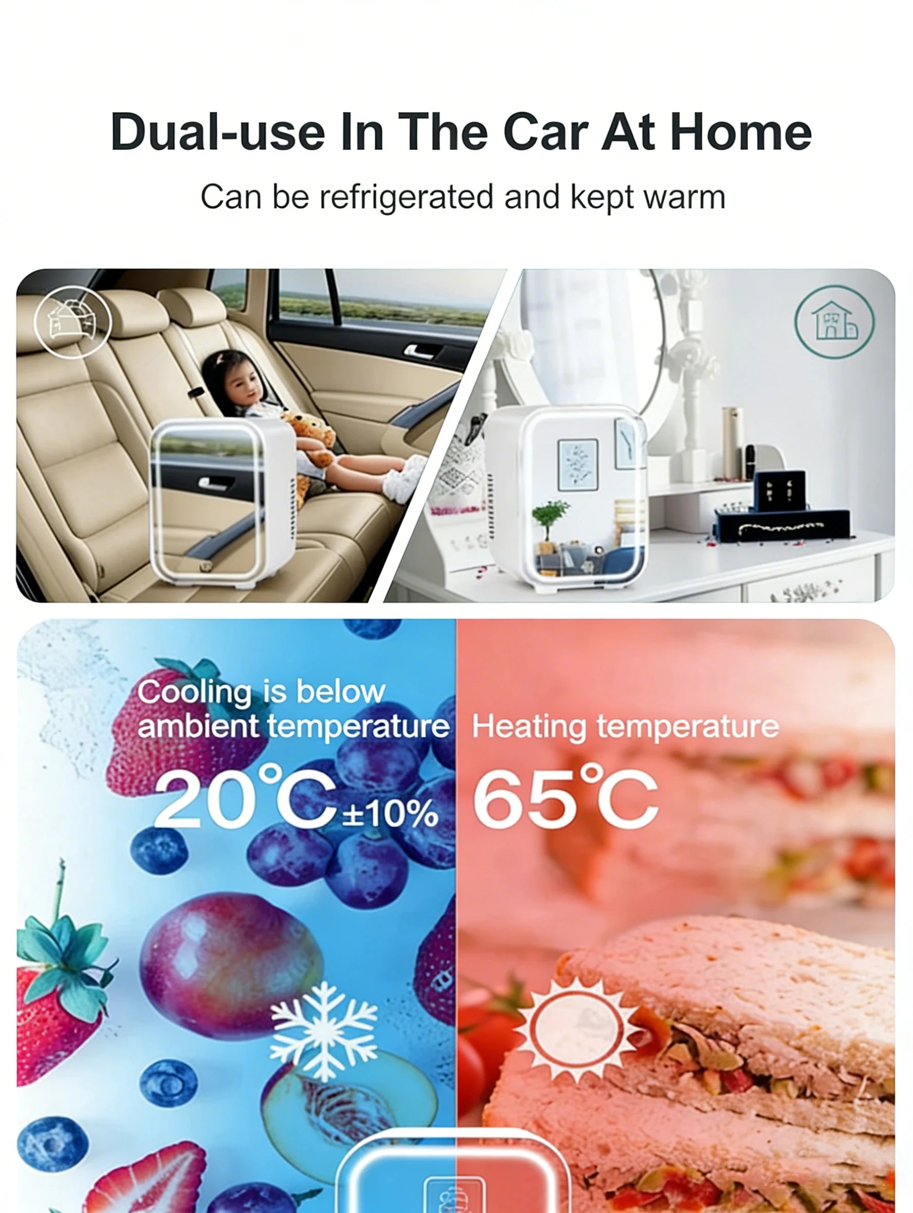 Mini Refrigerador Portátil para Cuidado de la Piel con Espejo y Luz LED Regulable, Nevera Compacta para Cosméticos, Bebidas y Leche Materna, Ideal para Hogar, Oficina, Viajes y Camping.