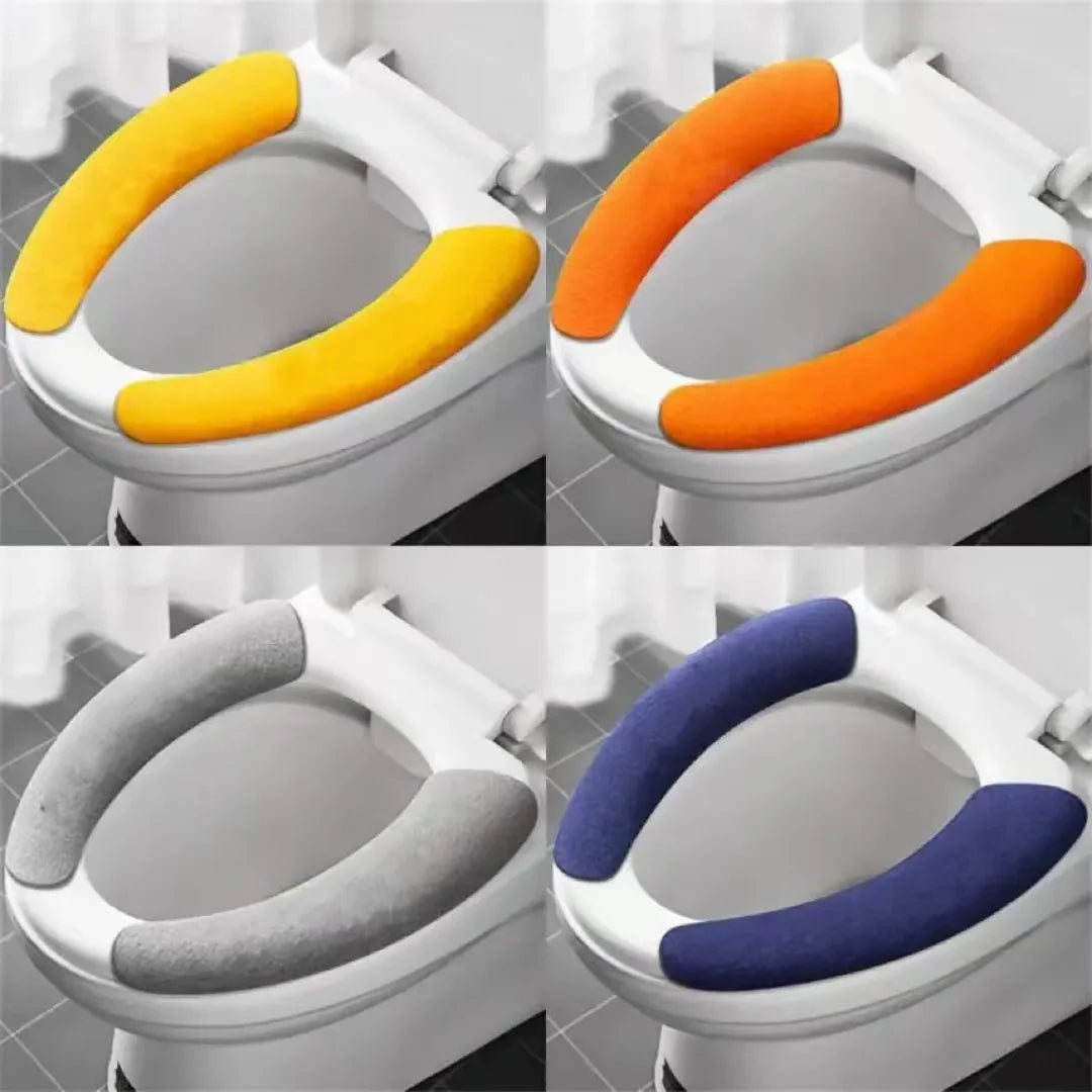 5par Pegatina de franela cálida reutilizable para asiento de inodoro, fundas lavables, alfombrilla de baño, cubierta de asiento Universal, 2 unidades por juego