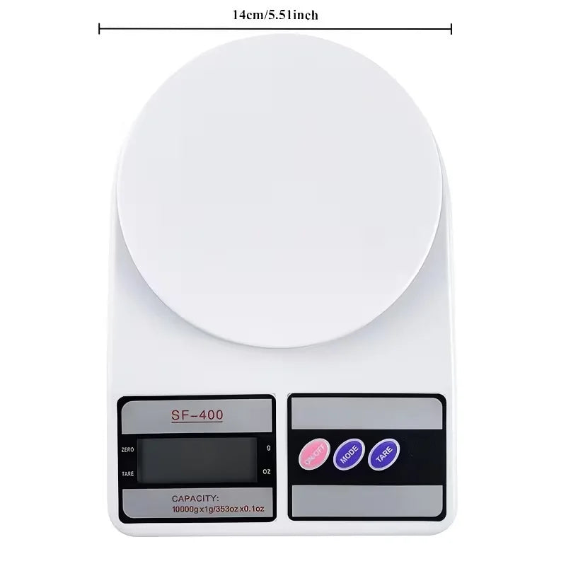 Báscula de Cocina Digital con Alta Precisión y Función Tara, Diseño Blanco Elegante con Pantalla LCD, Ideal para Hornear, Cocinar y Pesar Joyas, Pilas AAA no incluidas