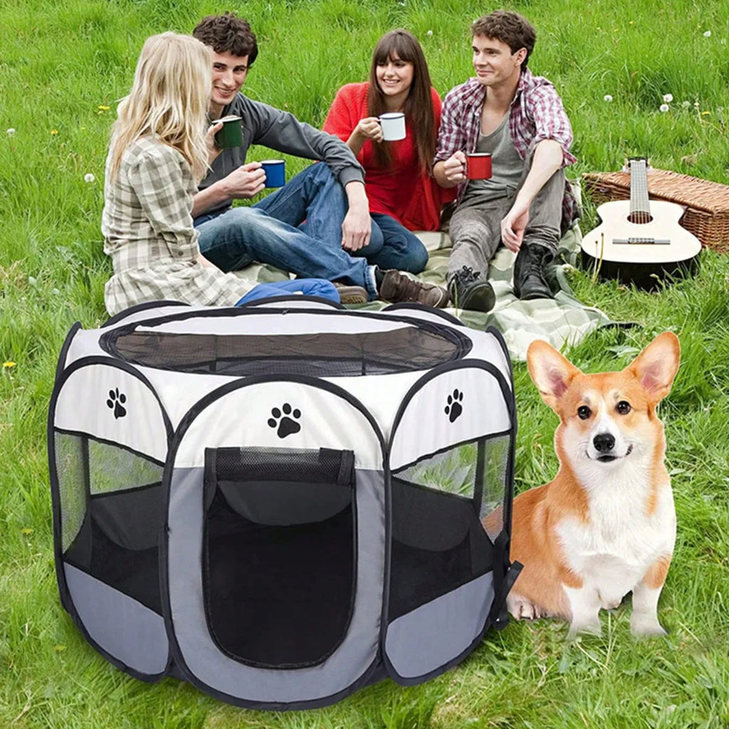 Plegable Duradero Y Portátil Lona De Oxford Valla De La Sala De Partos Para Mascotas Nido De Gato De Jaula De Perro Octogonal