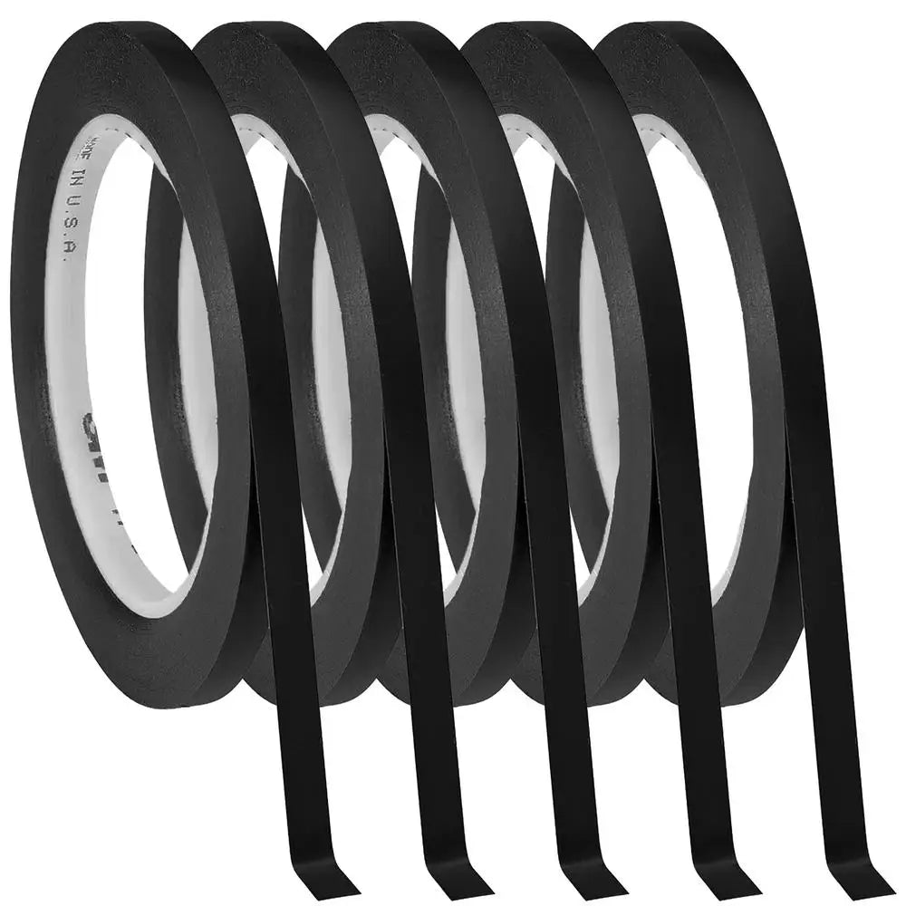 Cinta negra vinil 3mm precisa, MXVTK, Negro, Rollo 66m, 3mm Grosor, Vinil.