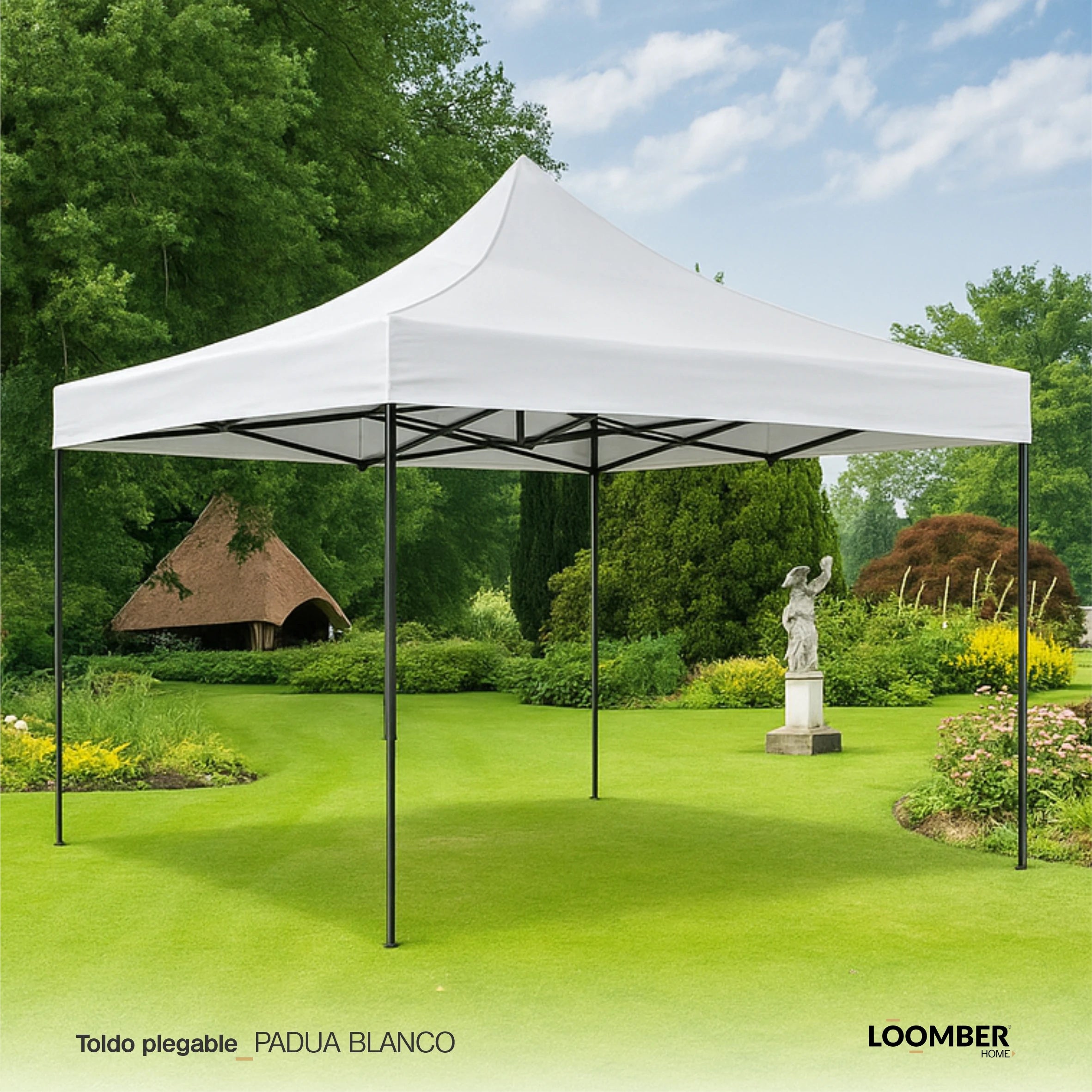 Toldo Plegable Blanco 3x3 Metros Loomber Padua Especial Para Eventos, Negocios, Reuniones, Fiestas