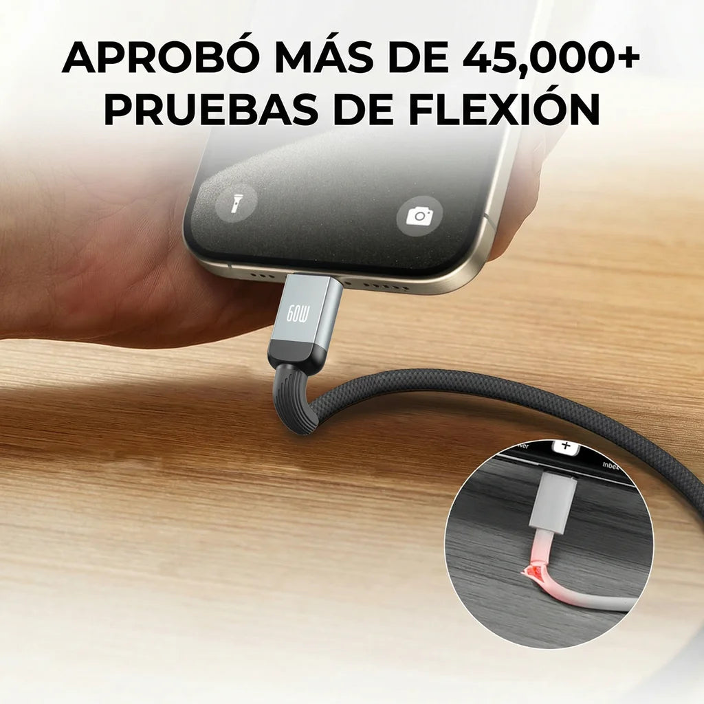 60W Cable USB C 1M Carga Rápida Trenzado – Compatible con iPhone 16/15, Galaxy S24/S23, Pixel, MacBook Air/Pro, iPad Pro, CarPlay, Android Auto (Blanco/Nergo)