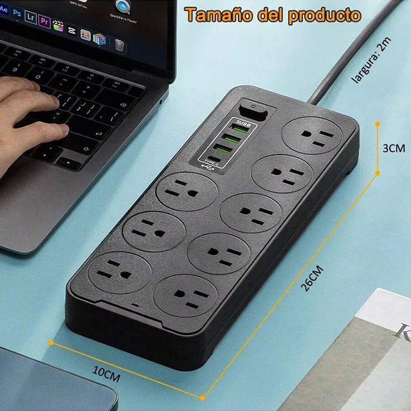 Multifunción con placa de alimentación USB (con interruptor de cable) placa de enchufe de alimentación para hogar y oficina multi-enchufe