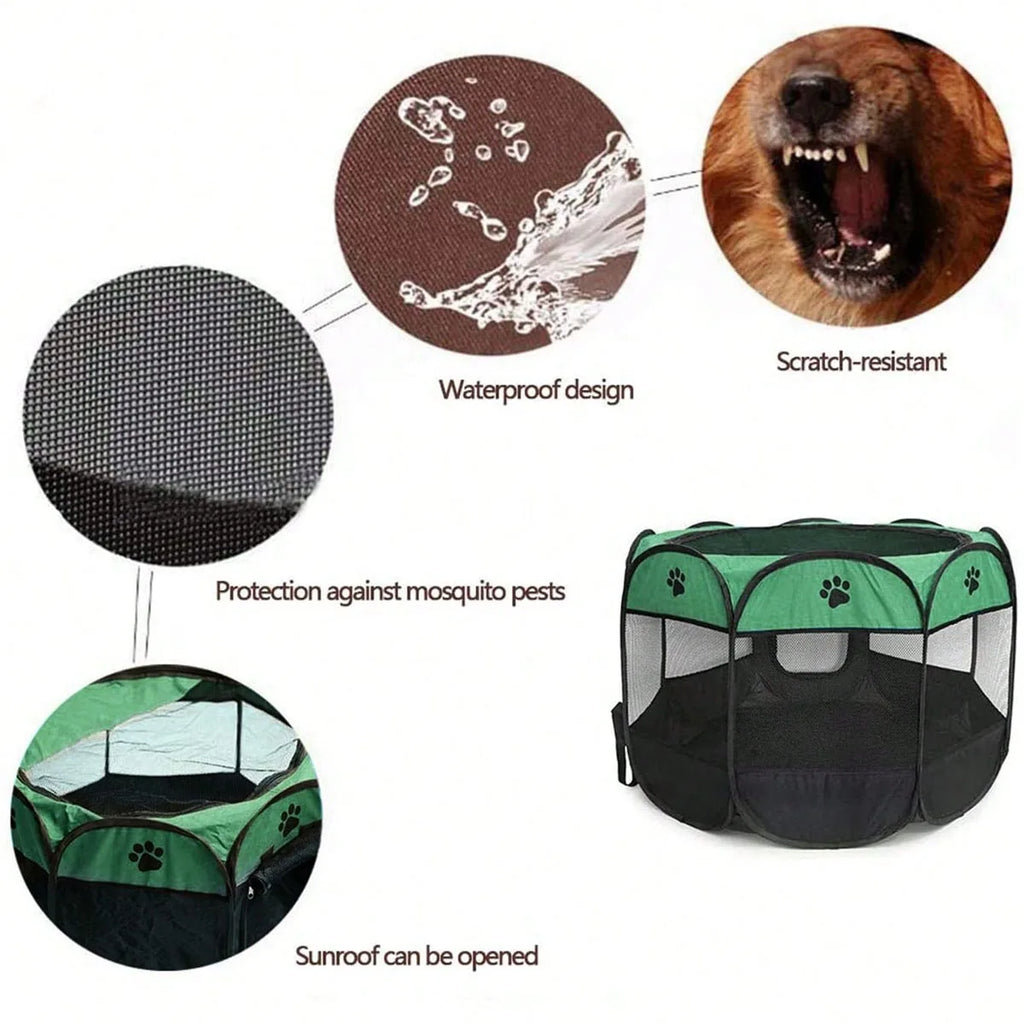 Plegable Duradero Y Portátil Lona De Oxford Valla De La Sala De Partos Para Mascotas Nido De Gato De Jaula De Perro Octogonal