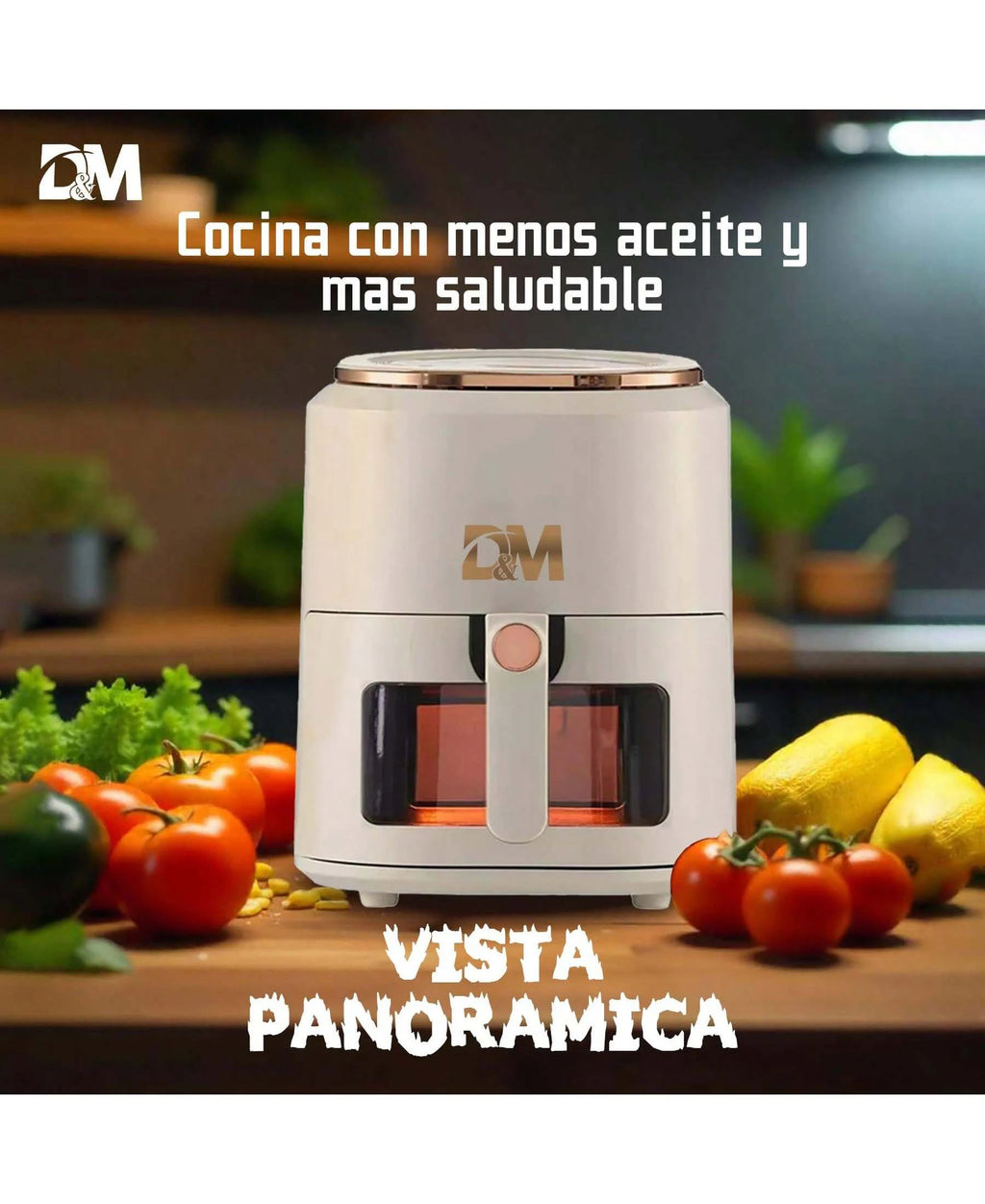 Freidora de Aire 7.5L XXL con Ventana Visual, 10 Programas Automáticos, Cocción Sin Aceite 360°, Antiadherente, Temporizador, Ideal para Pollo/Papas/Pizza, Hogar y Oficina.