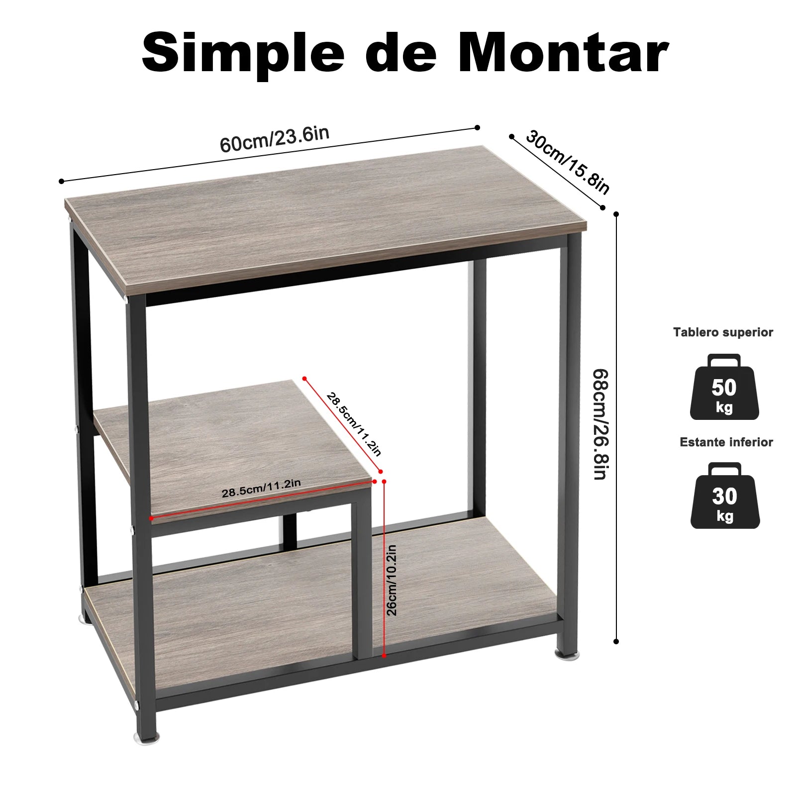 60*30cm Mesa Para Jardín, mesa Auxiliar, Mueble Para Impresora Mesa Auxiliar, Mueble Para Impresora Mesas Laterales Estante Mueble Organizador Con Ruedas Mesa Librero