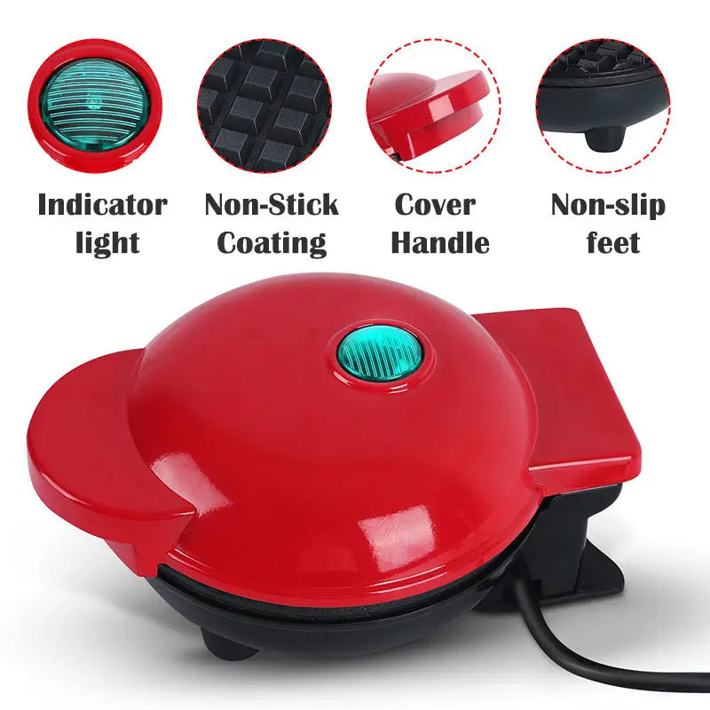Mini antiadherente waffle maker desayunador casero hacer postres hornear waffle maker pan