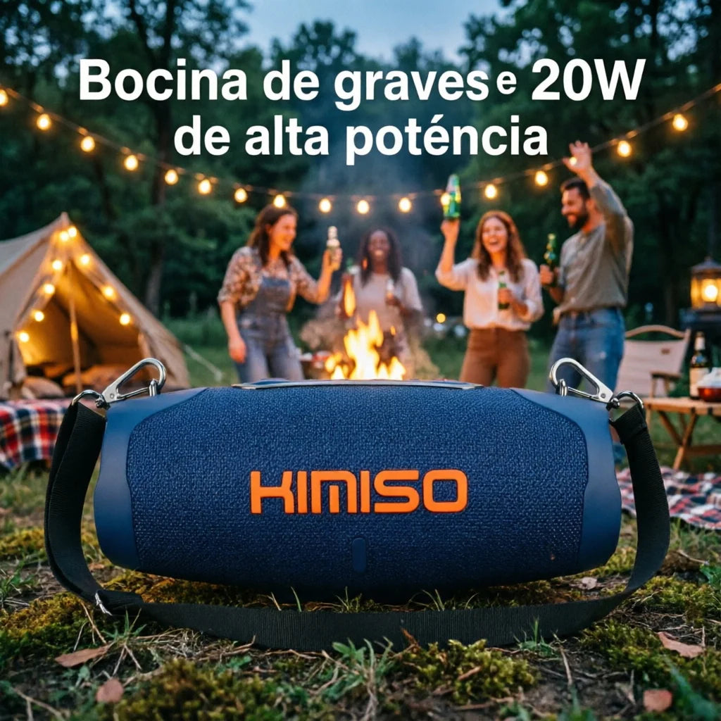 Altavoz Inalámbrico Portátil KMS-311 con Iluminación RGB, 20W de Alta Potencia, Bluetooth 5.3, Función TWS y Luces LED Intermitentes (Azul)