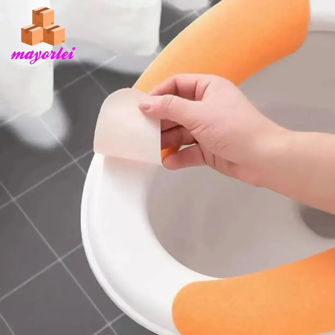 5par Pegatina de franela cálida reutilizable para asiento de inodoro, fundas lavables, alfombrilla de baño, cubierta de asiento Universal, 2 unidades por juego