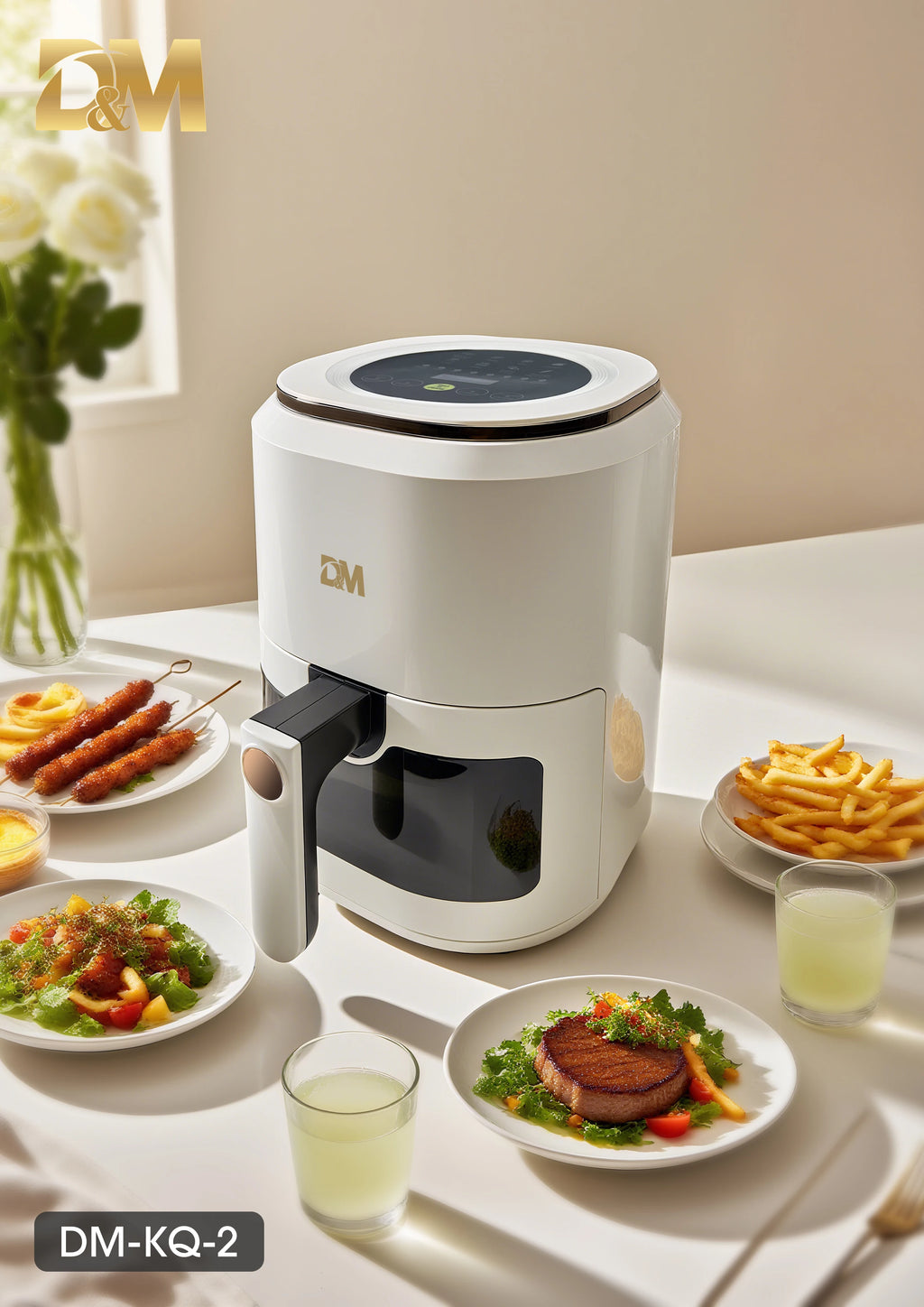 Freidora de Aire 7.5L XXL con Ventana Visual, 10 Programas Automáticos, Cocción Sin Aceite 360°, Antiadherente, Temporizador, Ideal para Pollo/Papas/Pizza, Hogar y Oficina.