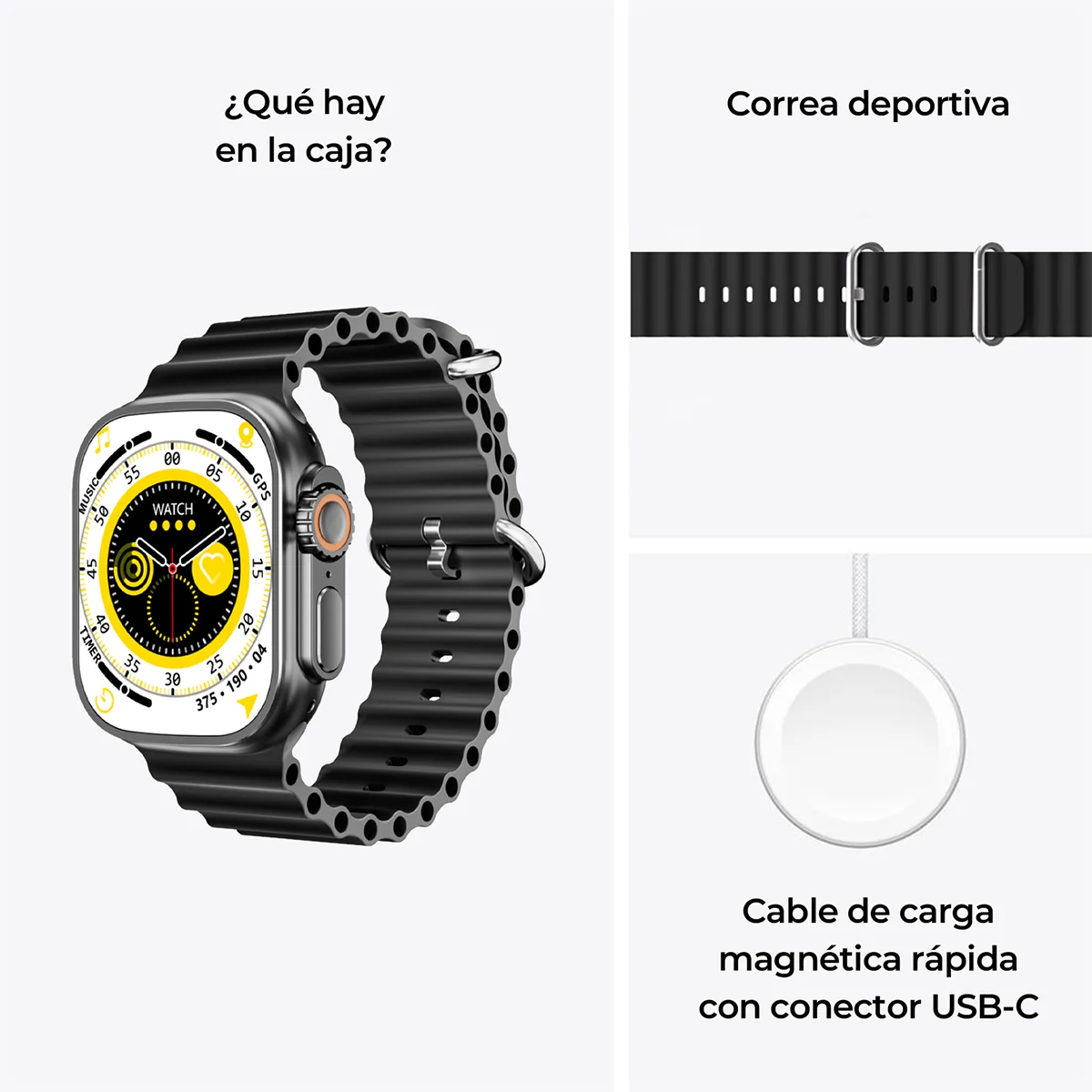 Reloj Inteligente para Hombres y Mujeres, Smartwatch Reloj Fitness con Pantalla Táctil Completa de 2.01" , Smartwatch Silicon Correa
