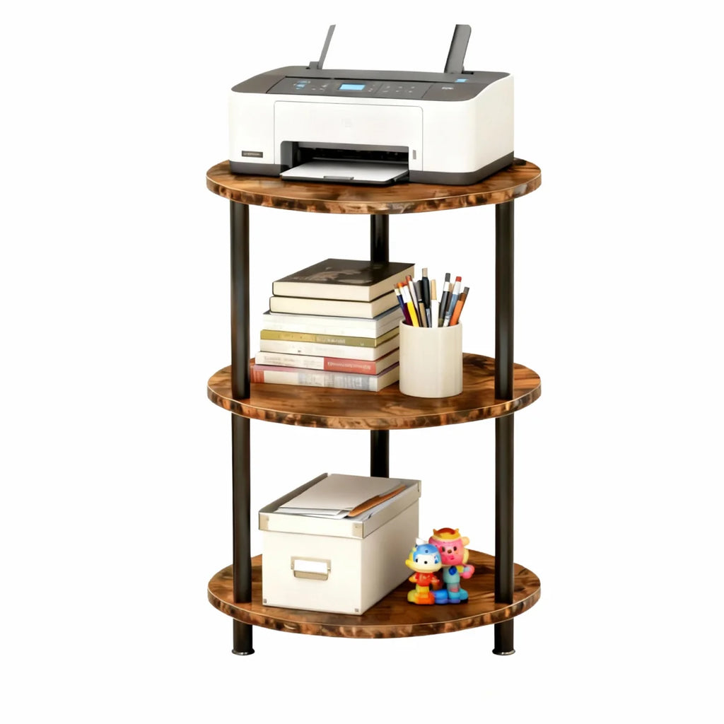 Mesita Auxiliar Redonda Mini, Mesita de Madera de 3 niveles , Ideal como Mesa de Centro, Mesita Lateral de Sofá y Mesita de Noche, 33.5X33.5cm