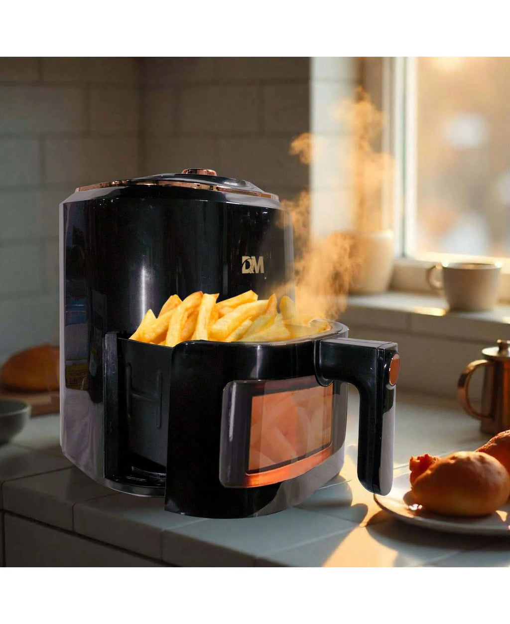 Freidora de Aire 7.5L con Ventana Visual, 10 Programas Automáticos, Cocción Sin Aceite 360°, Antiadherente, Temporizador, Ideal para Pollo/Papas/Pizza, Hogar y Oficina.