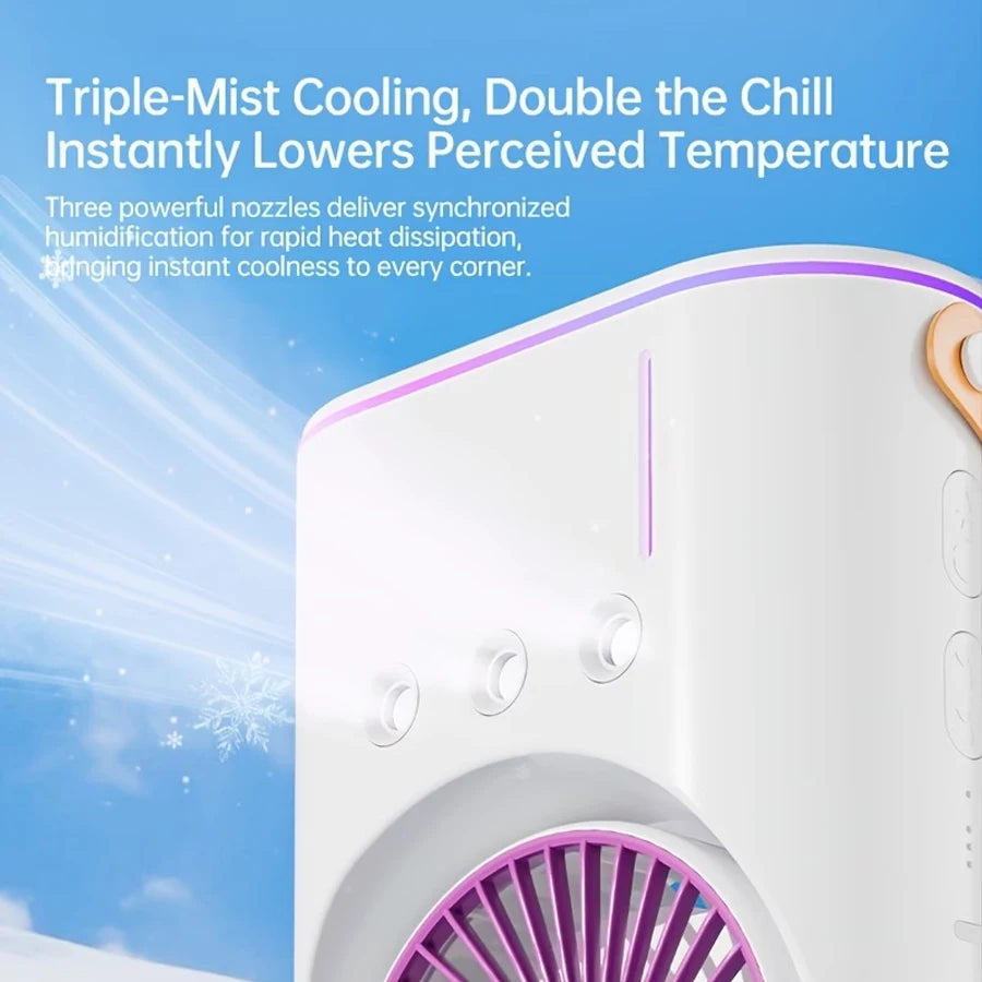 ¡Tecnología de enfriamiento en 3 segundos! Aire acondicionado y humidificador portátil USB de 6 velocidades - Ultrasilencioso 25dB, temporizador de 6H para hogar/oficina/residencia universitaria | Enfriamiento instantá