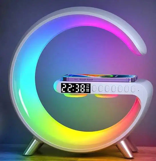 Lámpara Inteligente con Carga Inalámbrica 15W – Altavoz Bluetooth, Reloj y Luz Nocturna