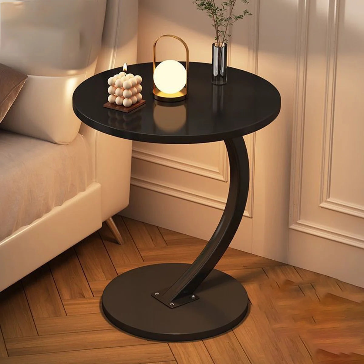 Popular mesa auxiliar/minimesa de café con estilo minimalista, con estantería de almacenamiento, mesa auxiliar de sofá móvil, diseño moderno y simple para dormitorio, hotel, balcón