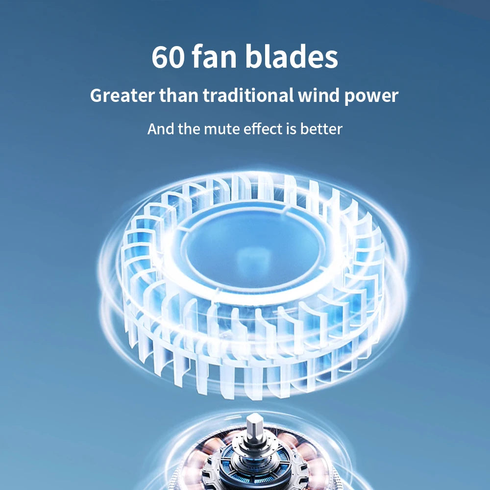 Nuevo ventilador portátil mini para exteriores, ajustable a 3 velocidades, pequeño, con clip, sin aspas, eléctrico, para cintura o camisa, ideal para deportes al aire libre y gimnasio.