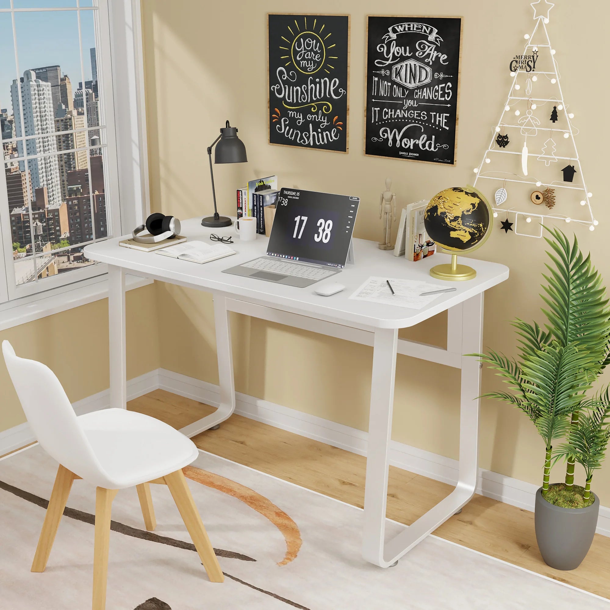 Escritorio de Computadora Moderno, Mesa de Escritorio Estilo Minimalista con Estructura Robusta para Hogar y Oficina, 100/120*60cm