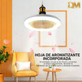 Ventilador de techo circular LED con luz y control remoto, temperatura de color ajustable de 3000 K a 6500 K, tres velocidades, ideal para diversos espacios como dormitorios.