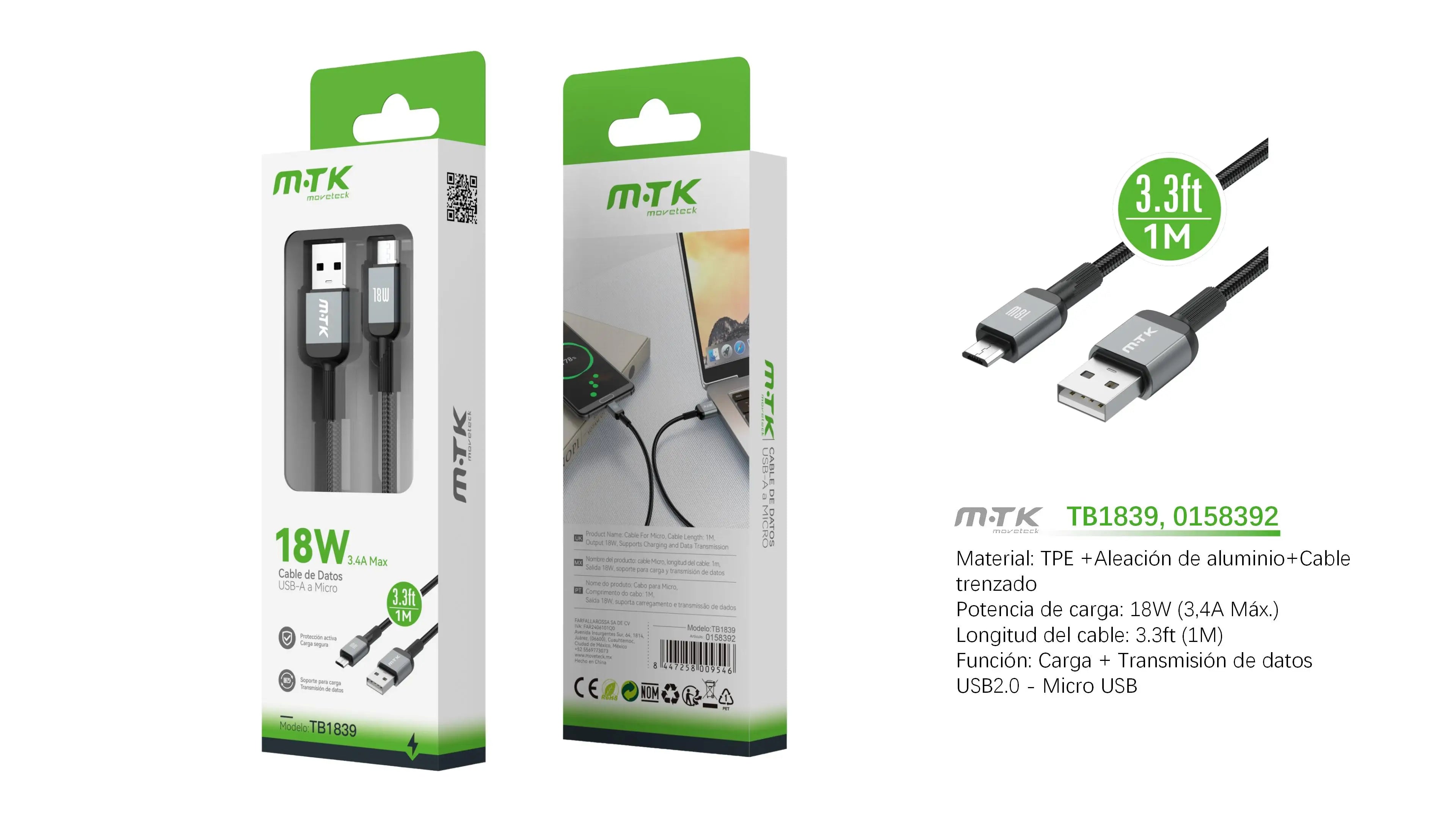 Cable USB a Micro USB de 5V/2A, 3 pies/1 m - Cable USB a Micro USB con Soporte para Sincronización de Datos y Carga, Compatible con Laptop |