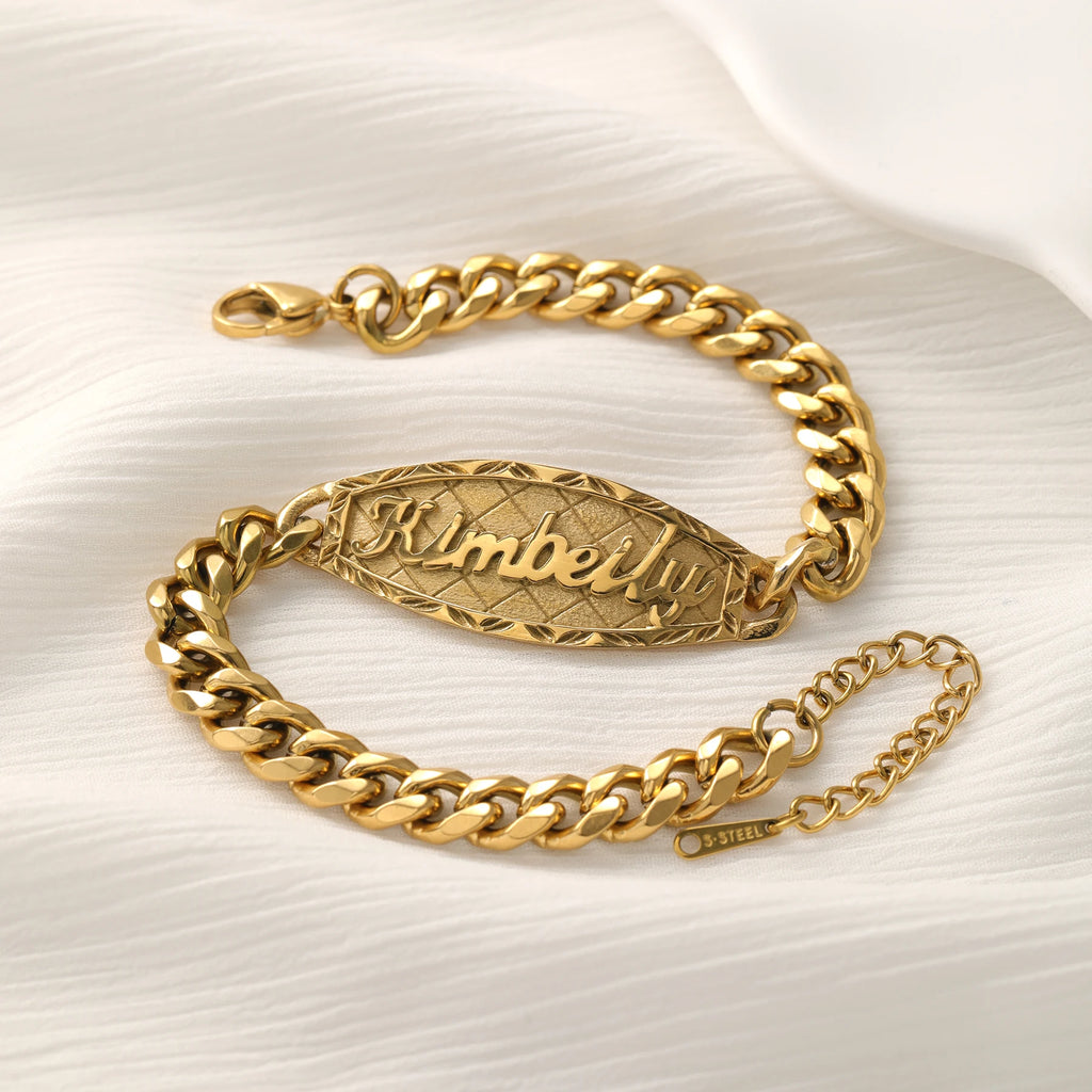Zciti Pulsera con nombre personalizado 3d, joyería de acero inoxidable chapada en oro de 18 quilates, regalo de vacaciones para sus seres queridos