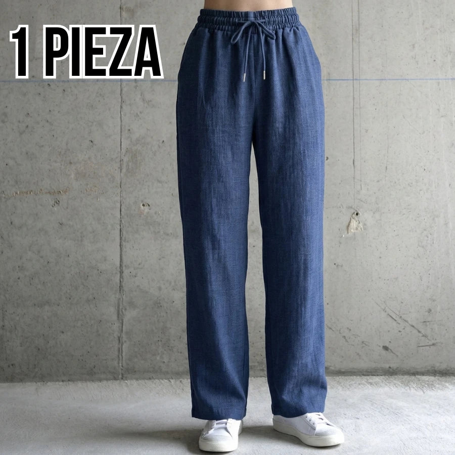 Pantalón de Lino "Easy Comfort": Estilo Holgado con Ajuste de Cordón (Color al Azar)